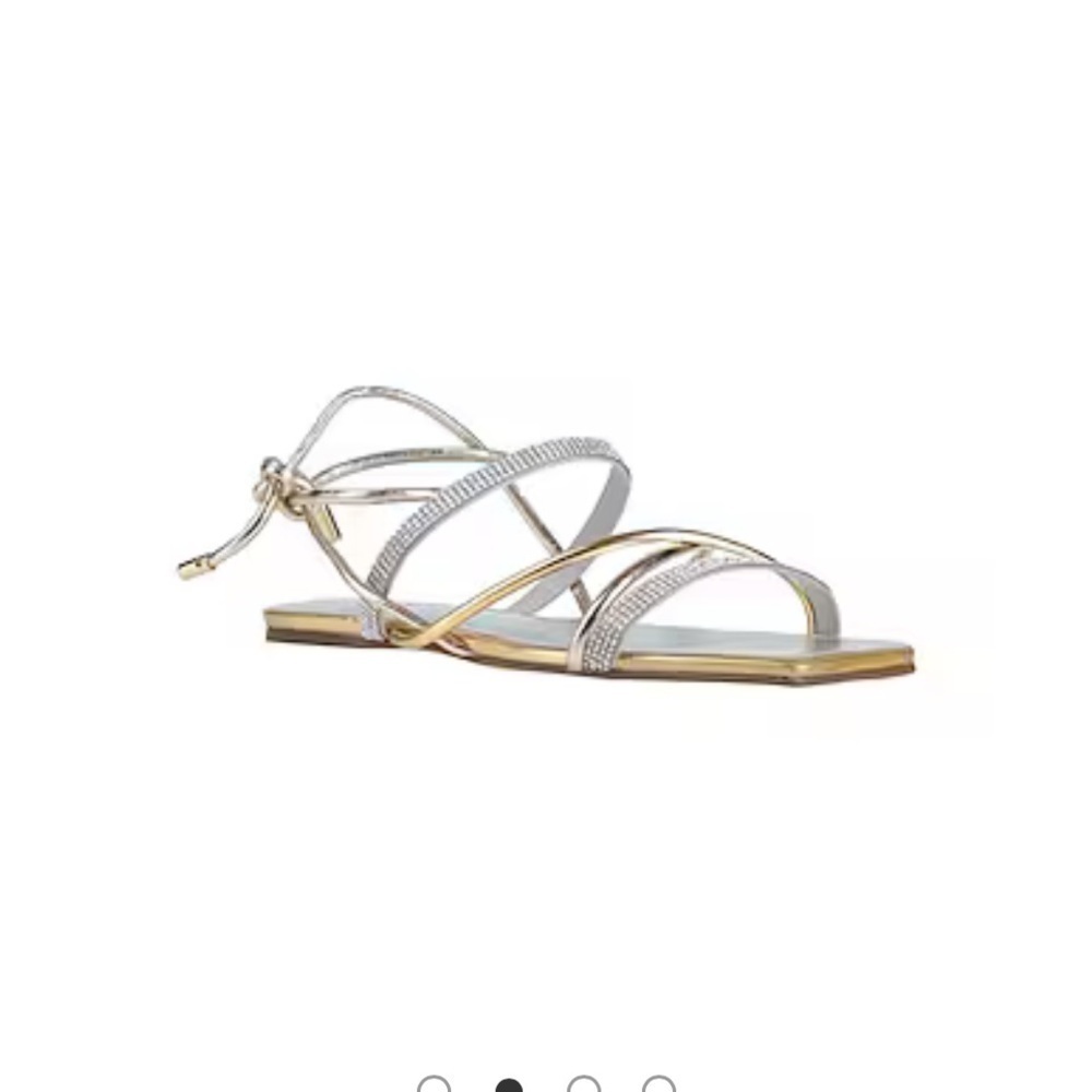 Arezzo flat lace up sandals size 8.5 NWT gold rhinestone leather